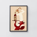 Vintage Vermouth Print Poster, Red Devil Cocktail Wall Art