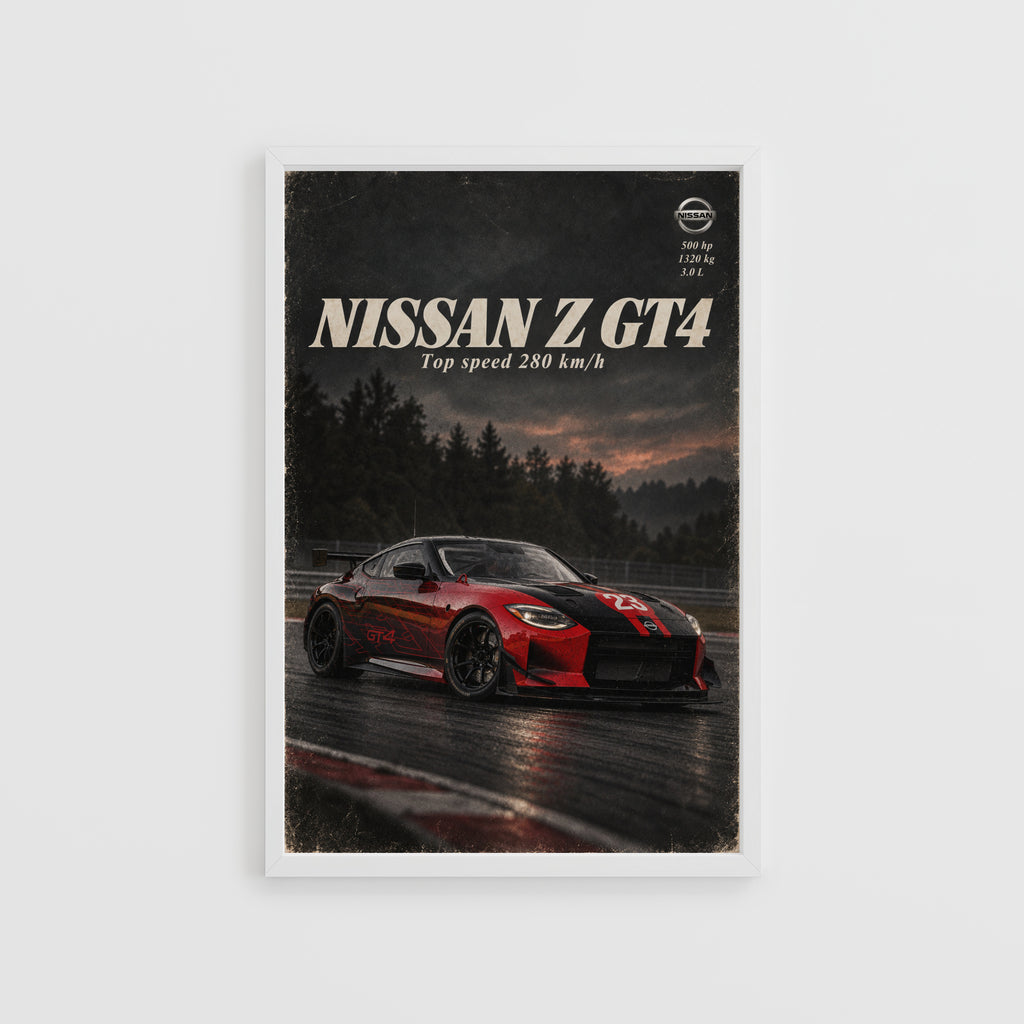 Vintage Nissan Z GT4 Print, Racing Car Wall Art