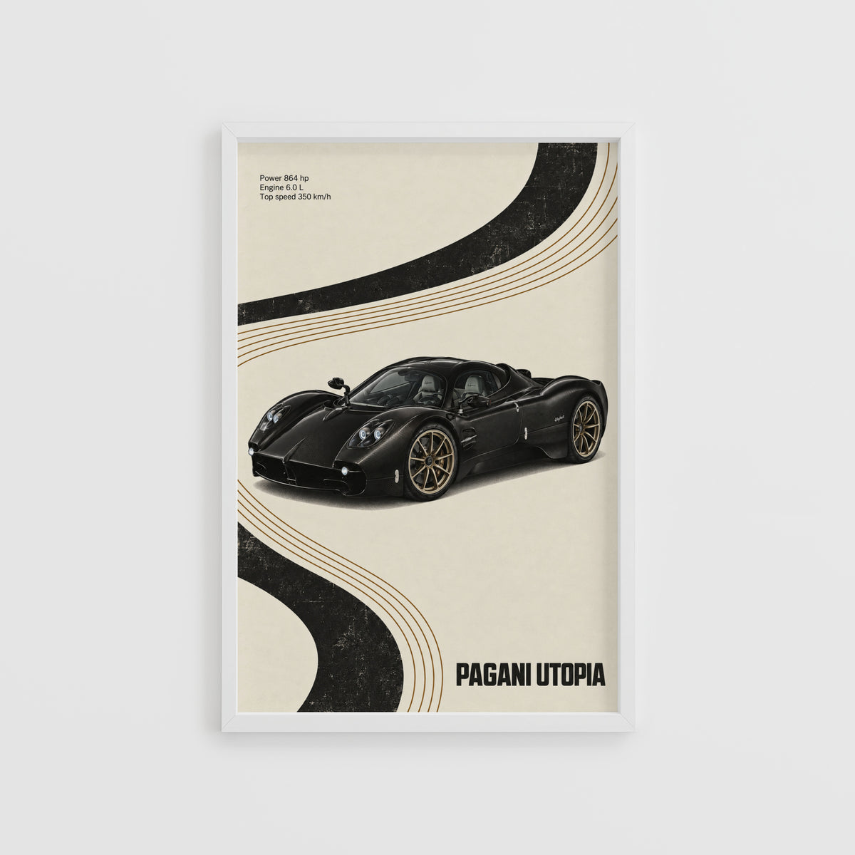 Vintage Pagani Utopia Print, Hypercar Wall Art