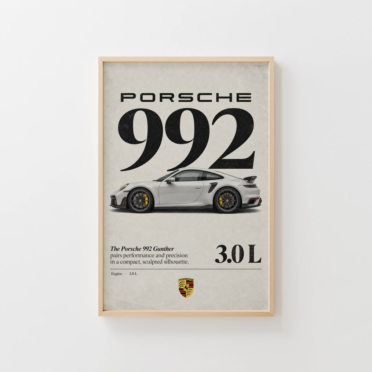 Vintage Porsche 992 Print, Car Wall Art