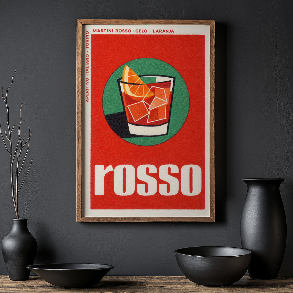 Vintage Martini Rosso Print Poster, Cocktail Wall Art
