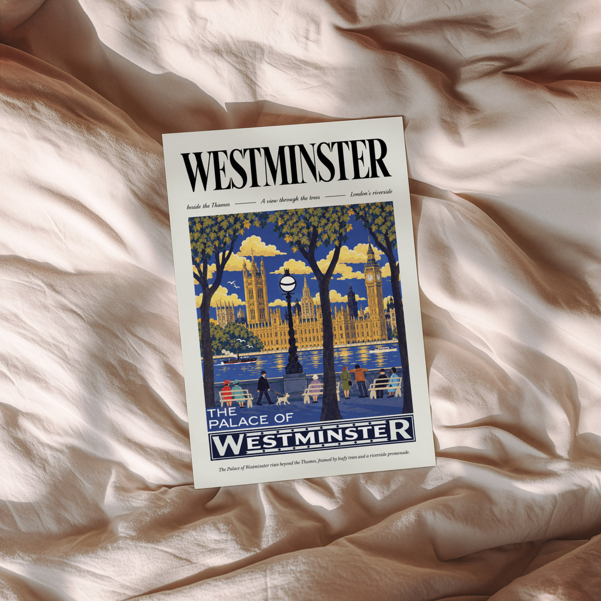 Vintage Westminster London Poster, Thames Wall Art Print