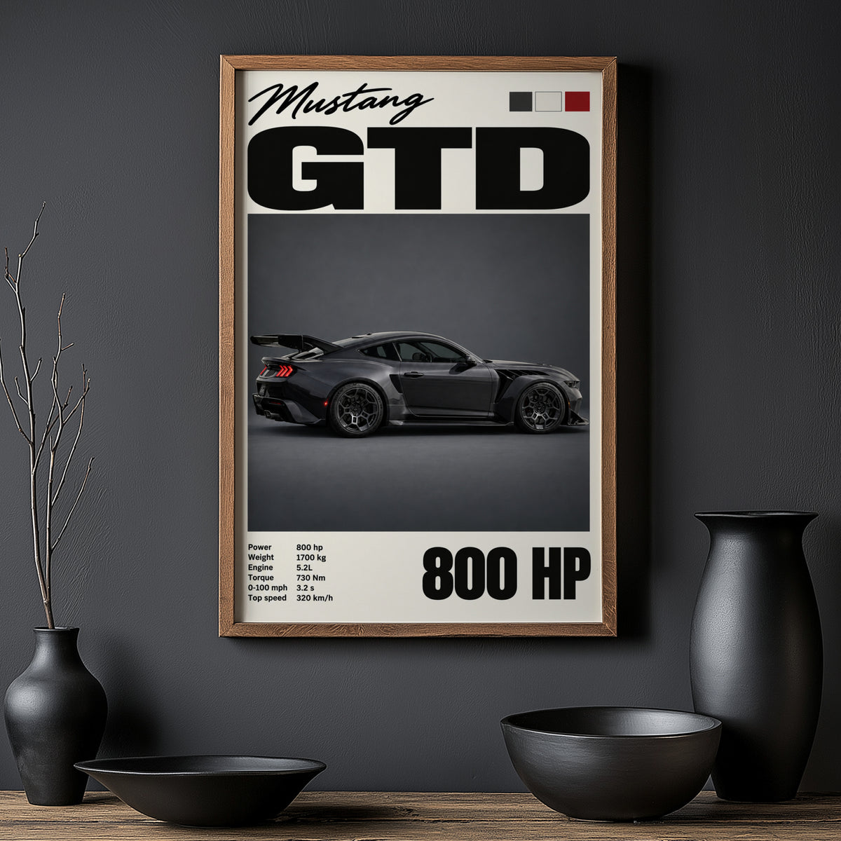 Vintage Print, Mustang GTD Car Wall Art