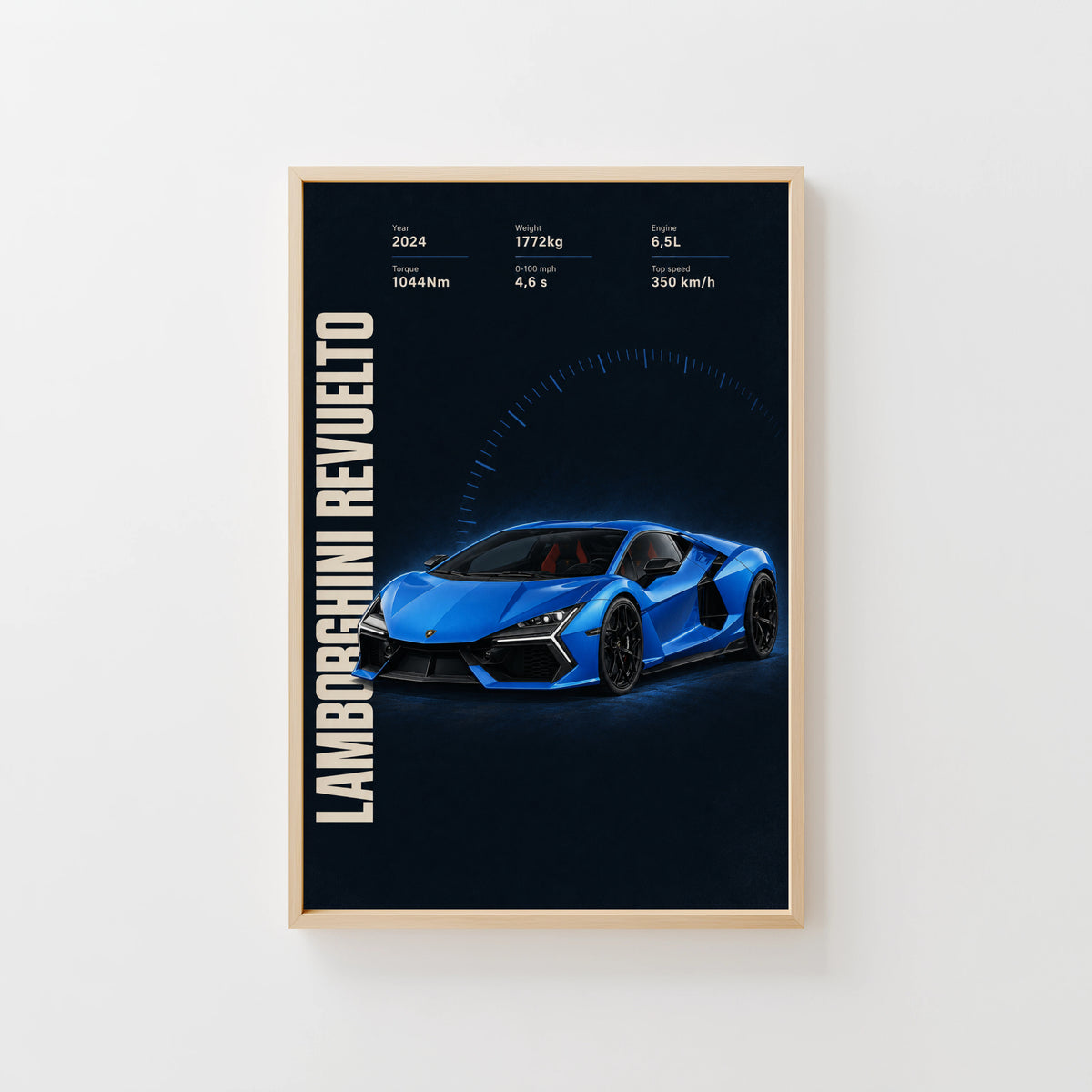 Vintage Lamborghini Revuelto Print, Supercar Wall Art