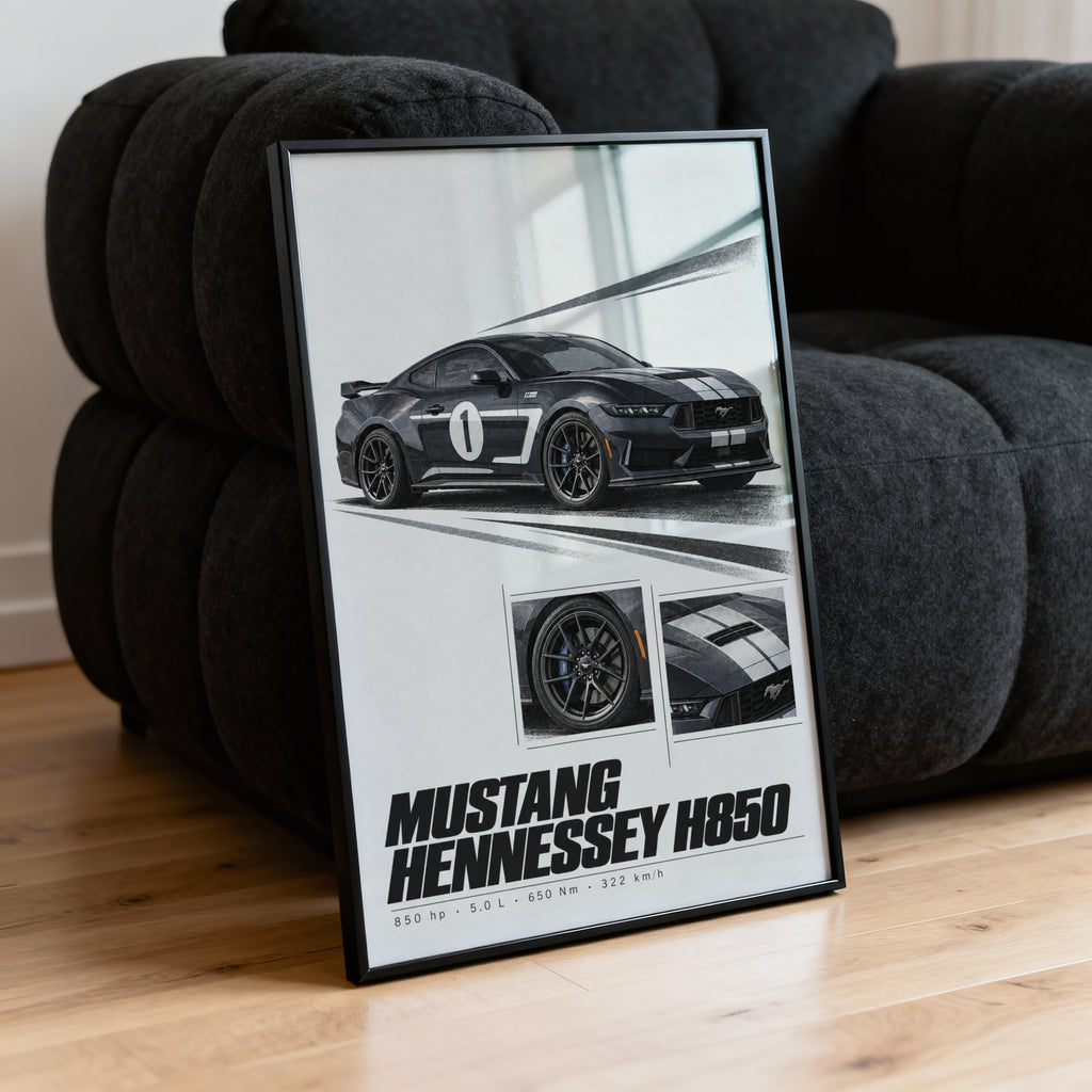 Vintage Mustang Hennessey H850 Print, Car Art