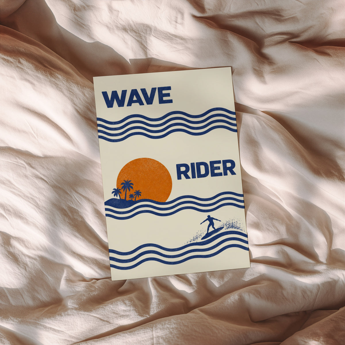 Vintage Wave Rider Surf Print and Poster, Retro Beach