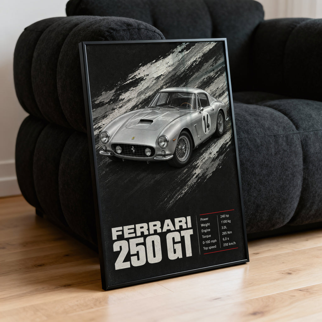 Vintage Ferrari 250 GT Print, Car Wall Art