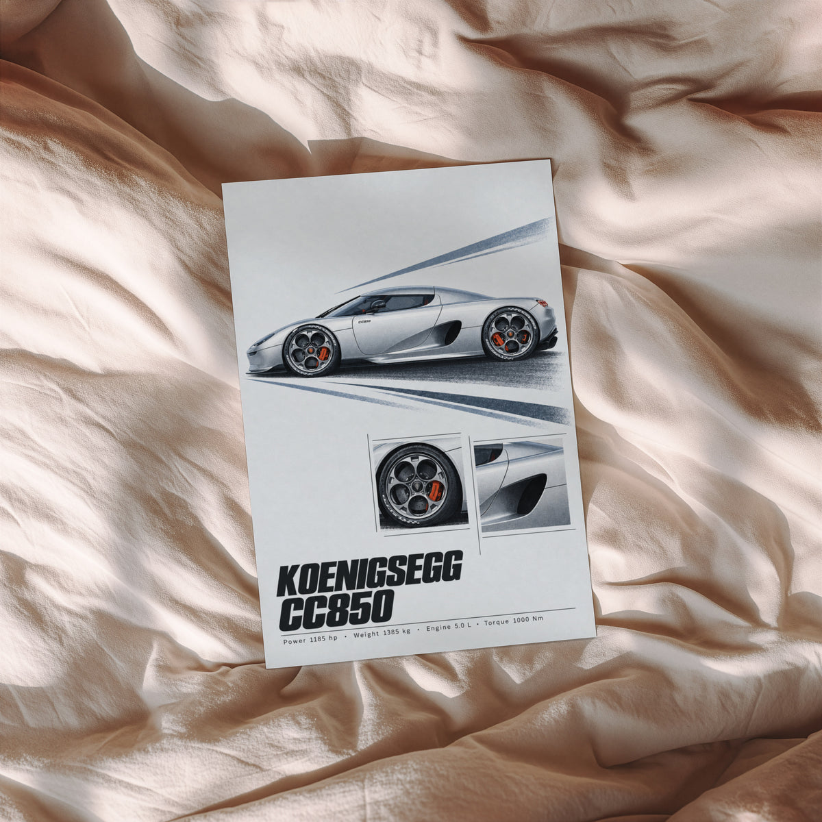 Vintage Koenigsegg CC850 Print, Supercar Wall Art