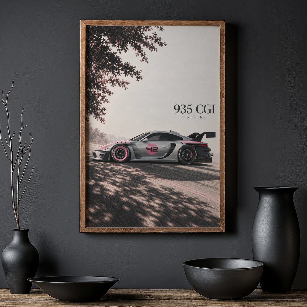 Vintage Porsche 935 CGI Print, Racing Car Art