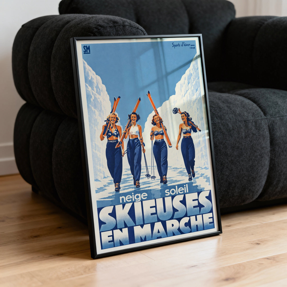 Vintage 1948 Ski Print, Skieuses En Marche Poster