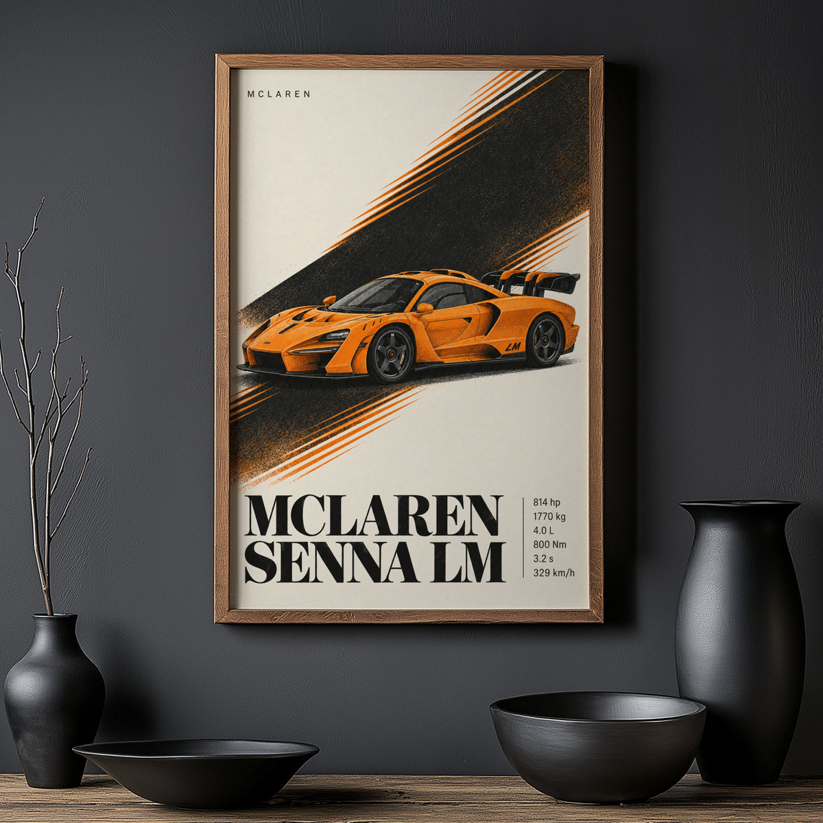 Vintage McLaren Senna LM Print, Supercar Wall Art