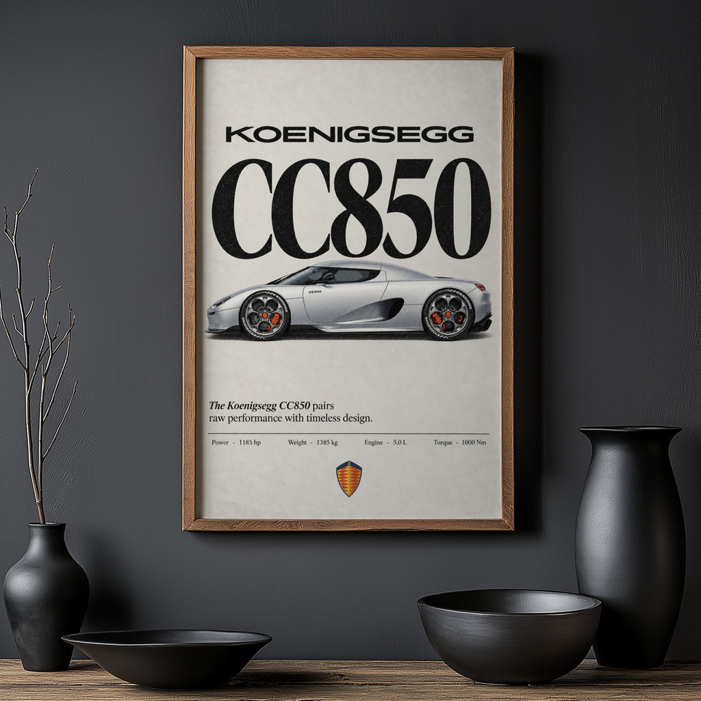 Vintage Koenigsegg CC850 Print, Supercar Wall Art