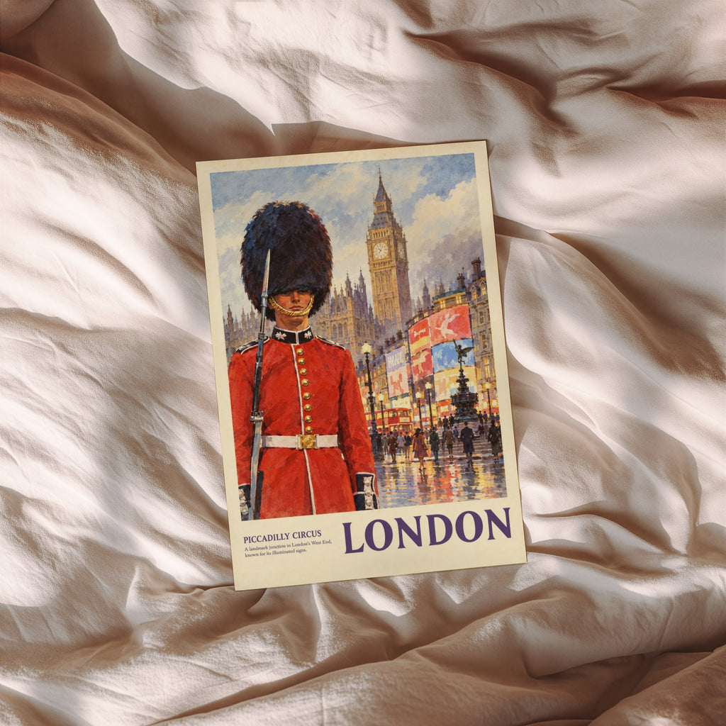 Vintage London Poster, Piccadilly Circus Print, Wall Art
