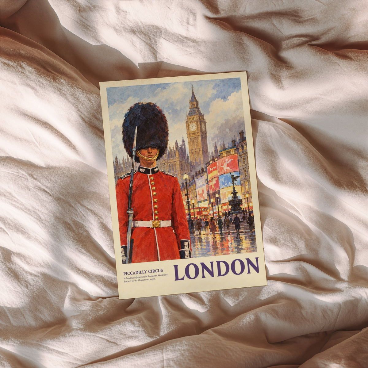Vintage London Poster, Piccadilly Circus Print, Wall Art