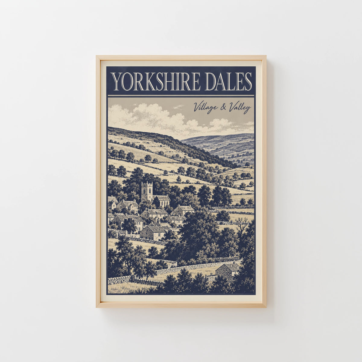 Vintage Yorkshire Dales Poster, Village Wall Art, Print