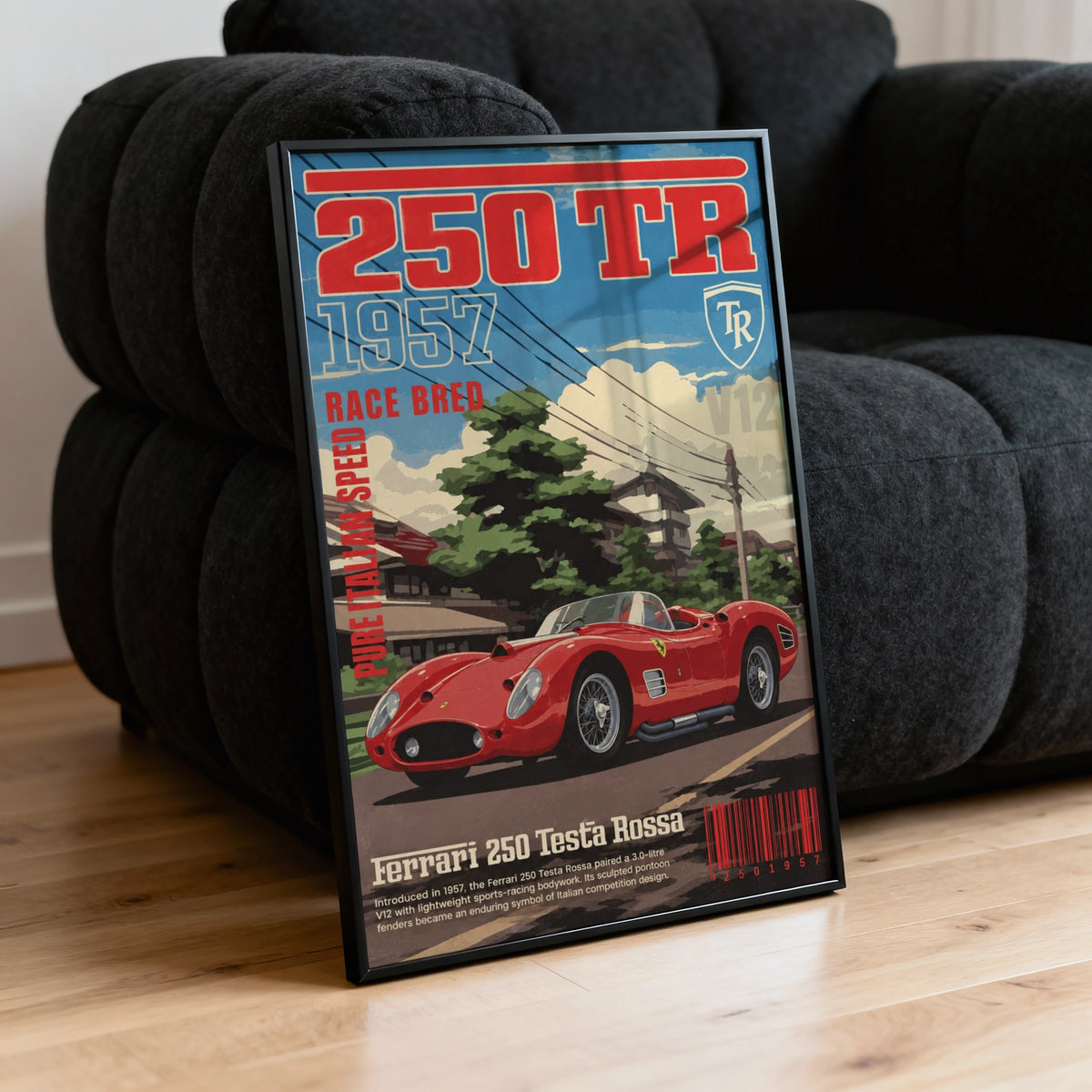 Vintage 1957 Ferrari 250 Testa Rossa Print, Car Poster