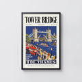 Vintage Tower Bridge Poster, London Wall Art, Thames Print