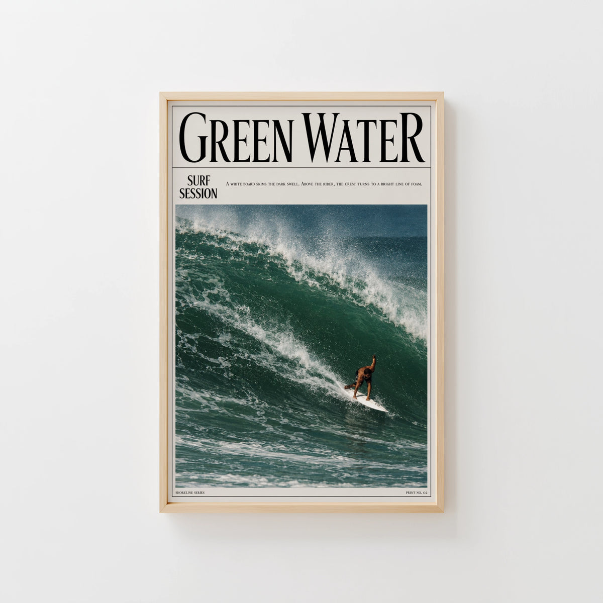 Vintage Green Water Surf Print, Surf Poster, Wave Art