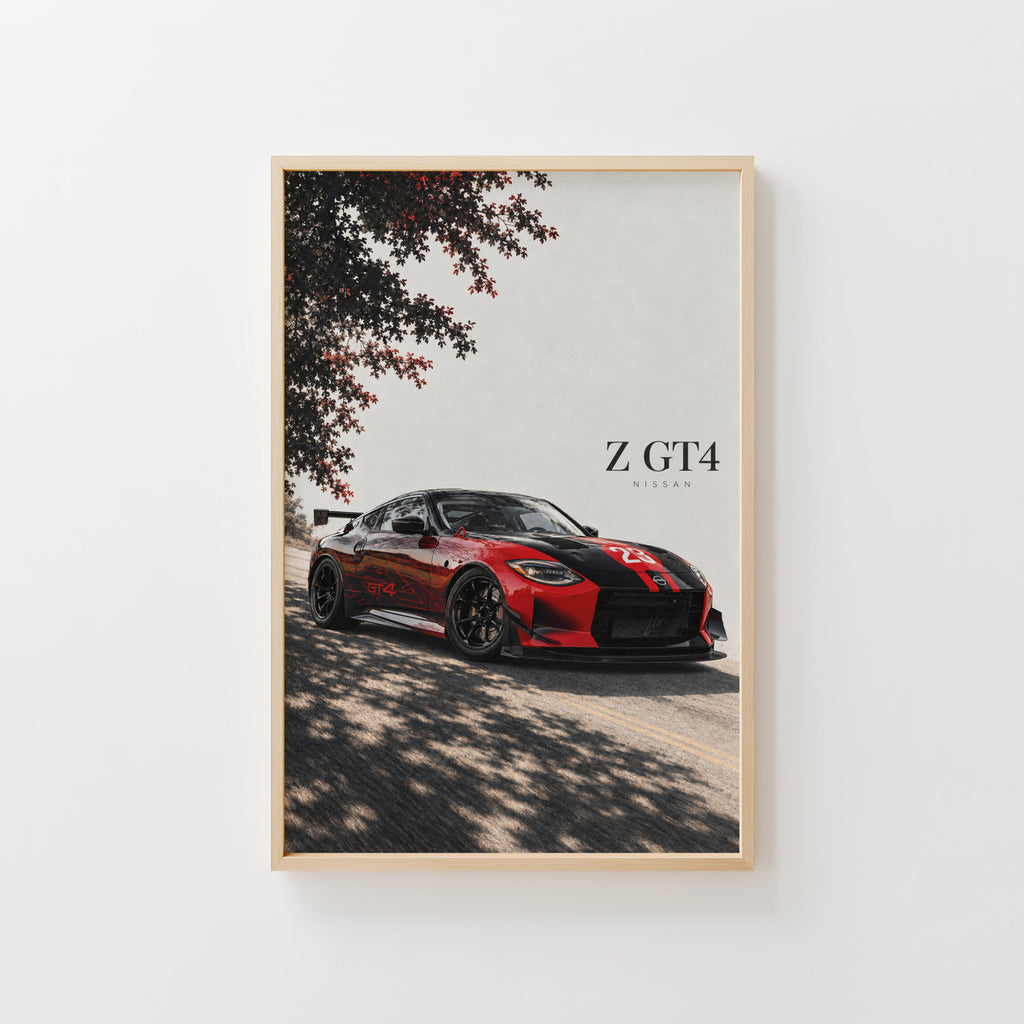 Vintage Nissan Z GT4 Print, Racing Car Wall Art