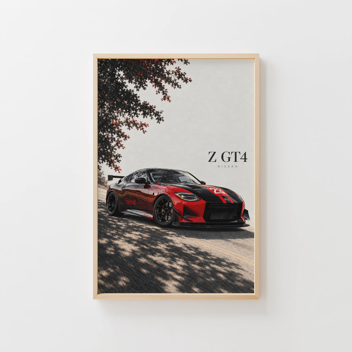 Vintage Nissan Z GT4 Print, Racing Car Wall Art