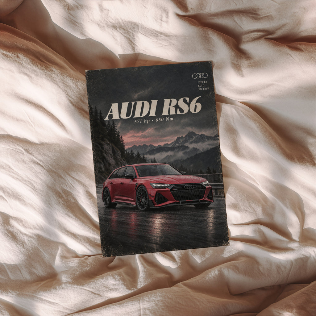 Vintage Audi RS6 Print, Car Wall Art, Avant