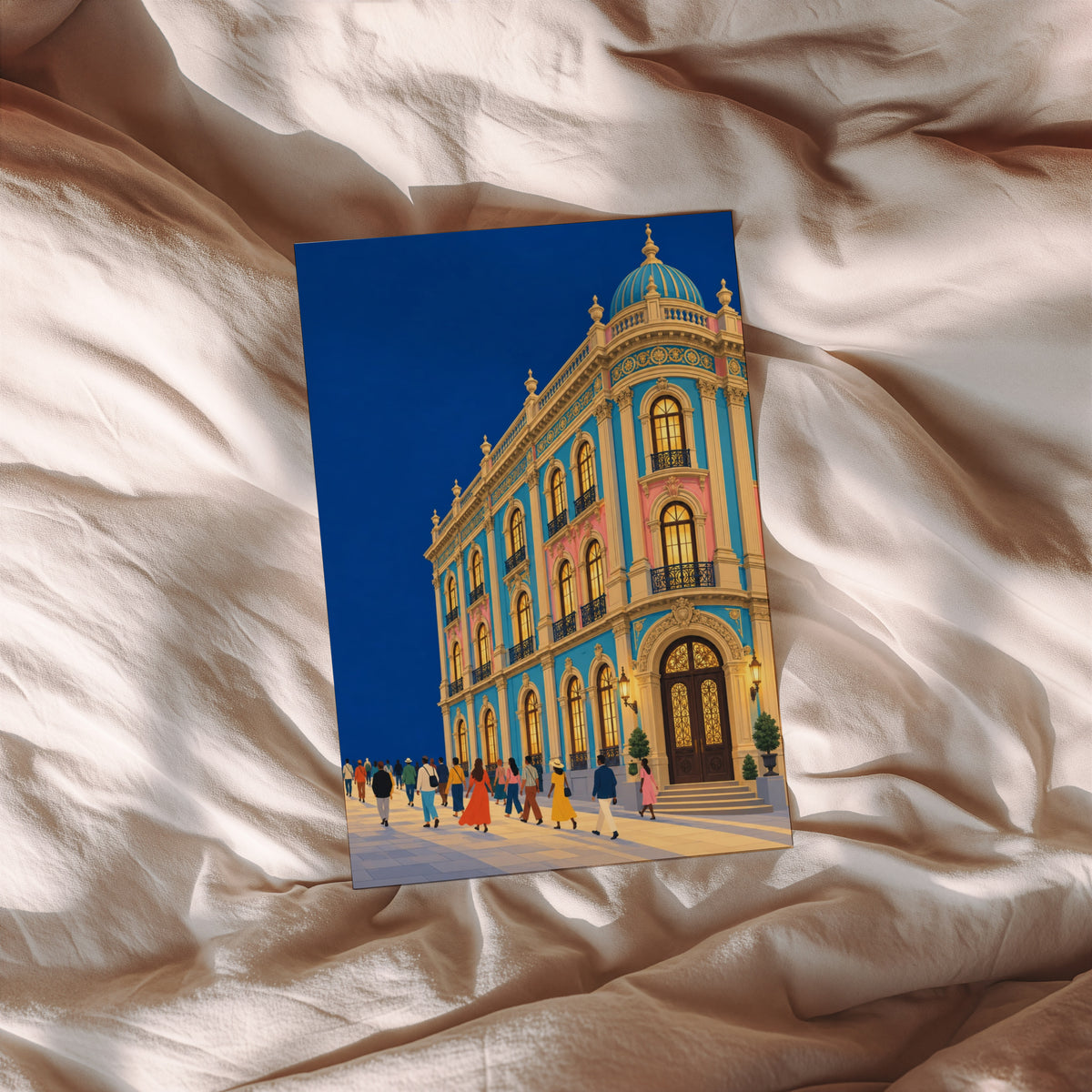 Vintage Ornate Corner Building Poster, Art Deco Print