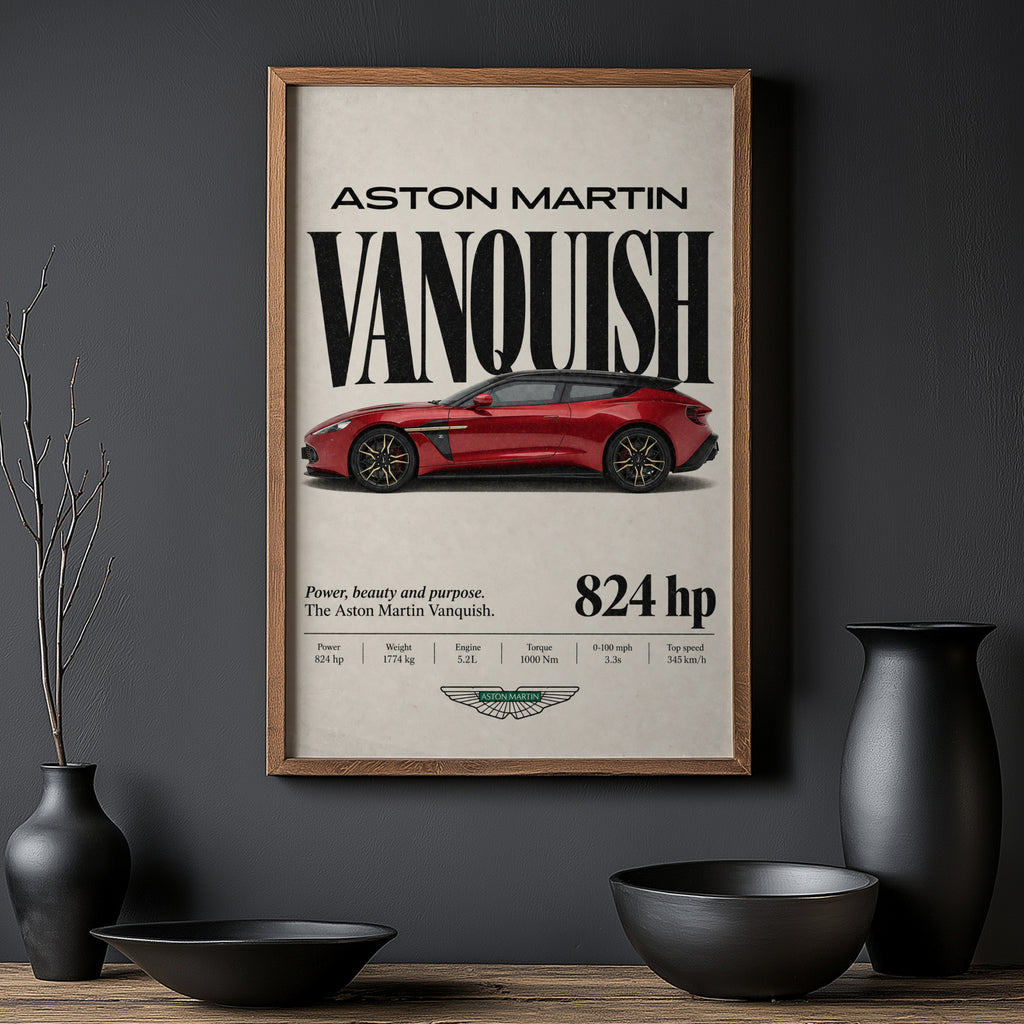 Vintage Aston Martin Vanquish Print, Car Wall Art
