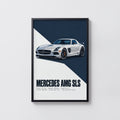 Vintage Mercedes AMG SLS Print, Car Wall Art