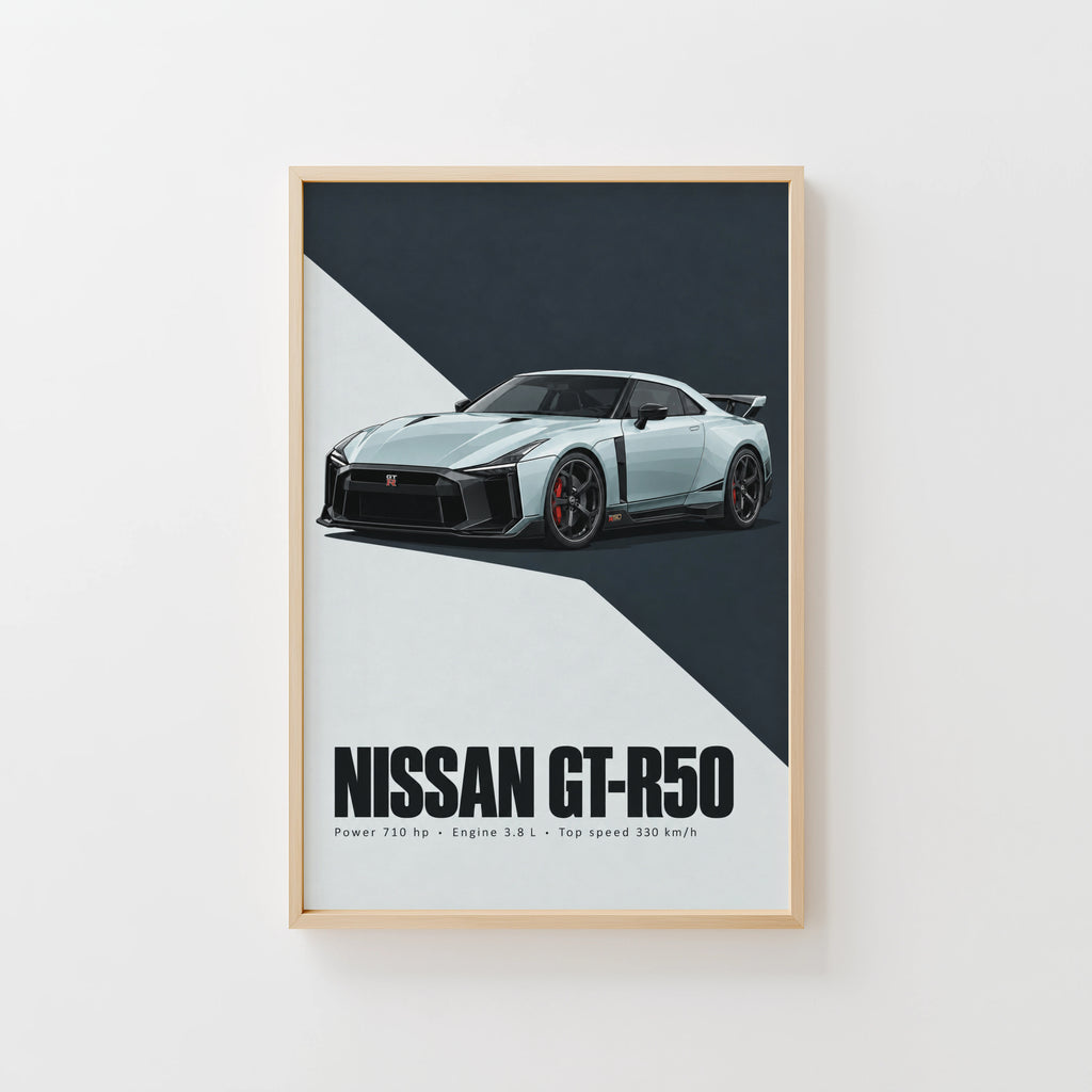 Vintage Nissan GT-R50 Print, Car Wall Art, Garage