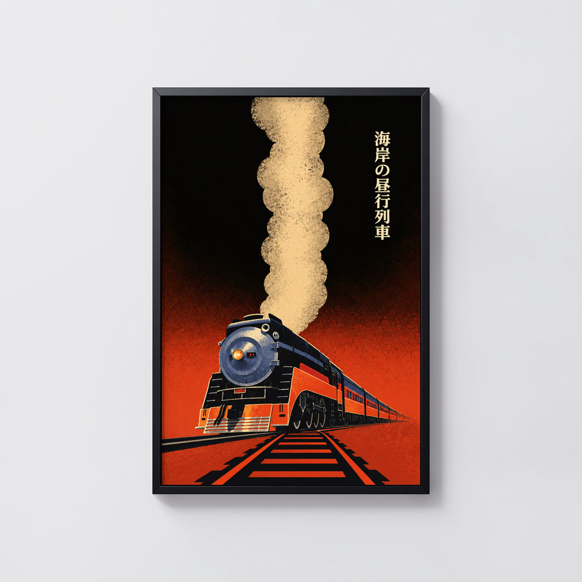 Vintage Train Print Poster, Steam Locomotive Wall Art