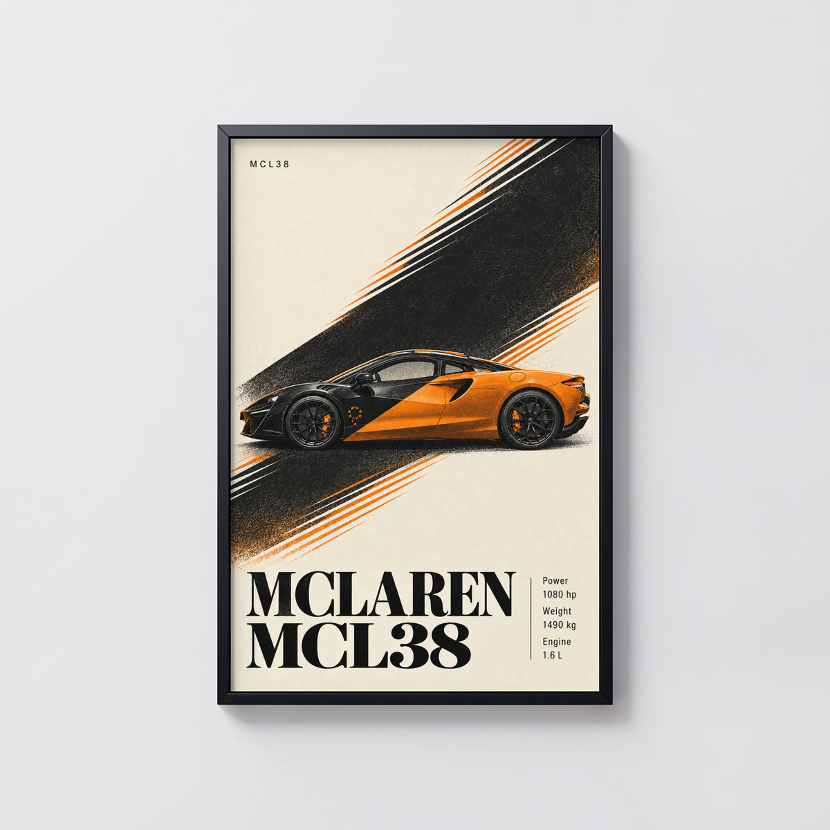 Vintage McLaren MCL38 Print, Supercar Wall Art