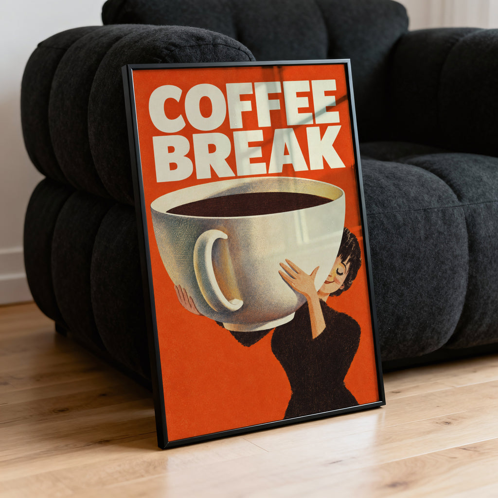 Vintage Coffee Break Print and Poster, Kitchen Wall Art
