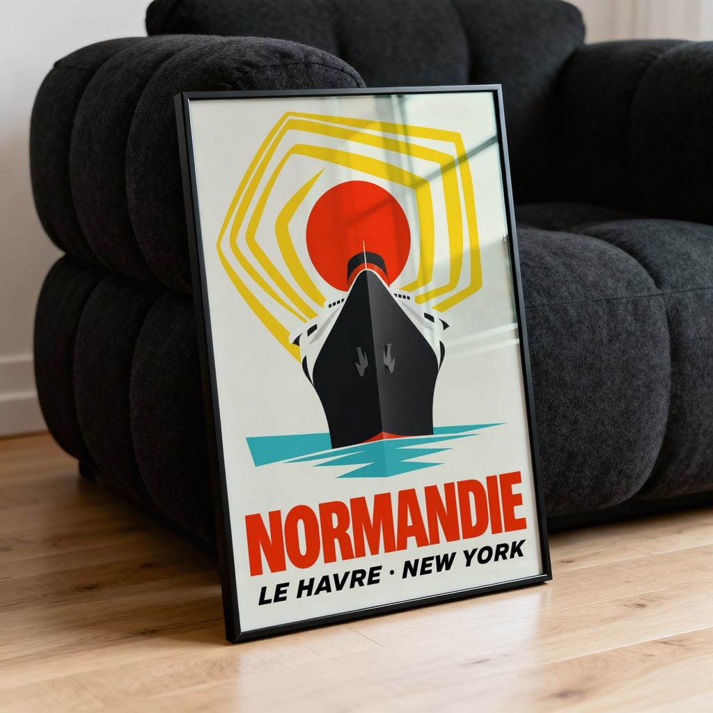 Vintage Normandie Ocean Liner Poster, Le Havre Print