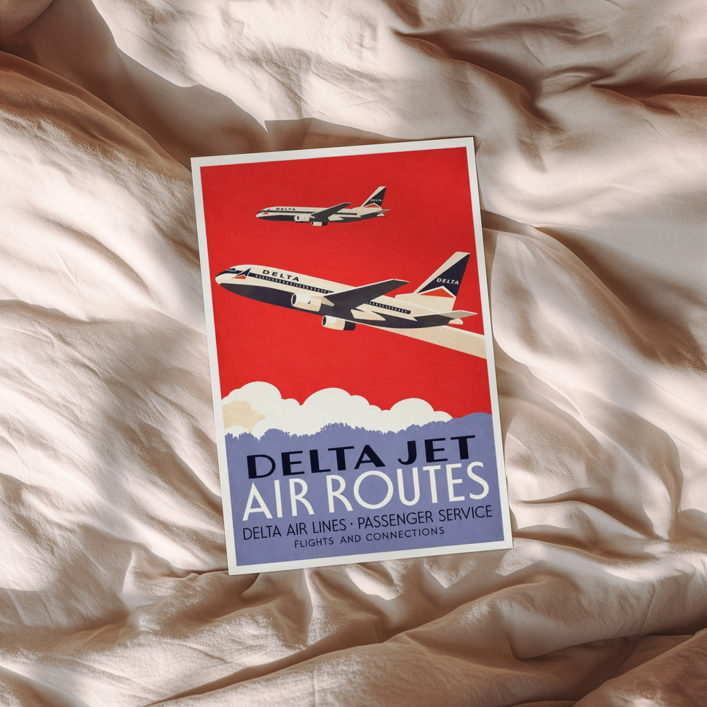 Vintage Delta Jet Poster, Airline Wall Art, Aviation Print