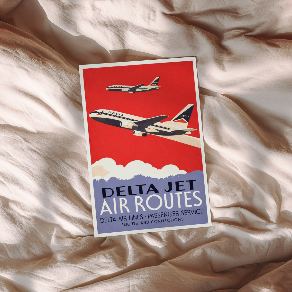 Vintage Delta Jet Poster, Airline Wall Art, Aviation Print