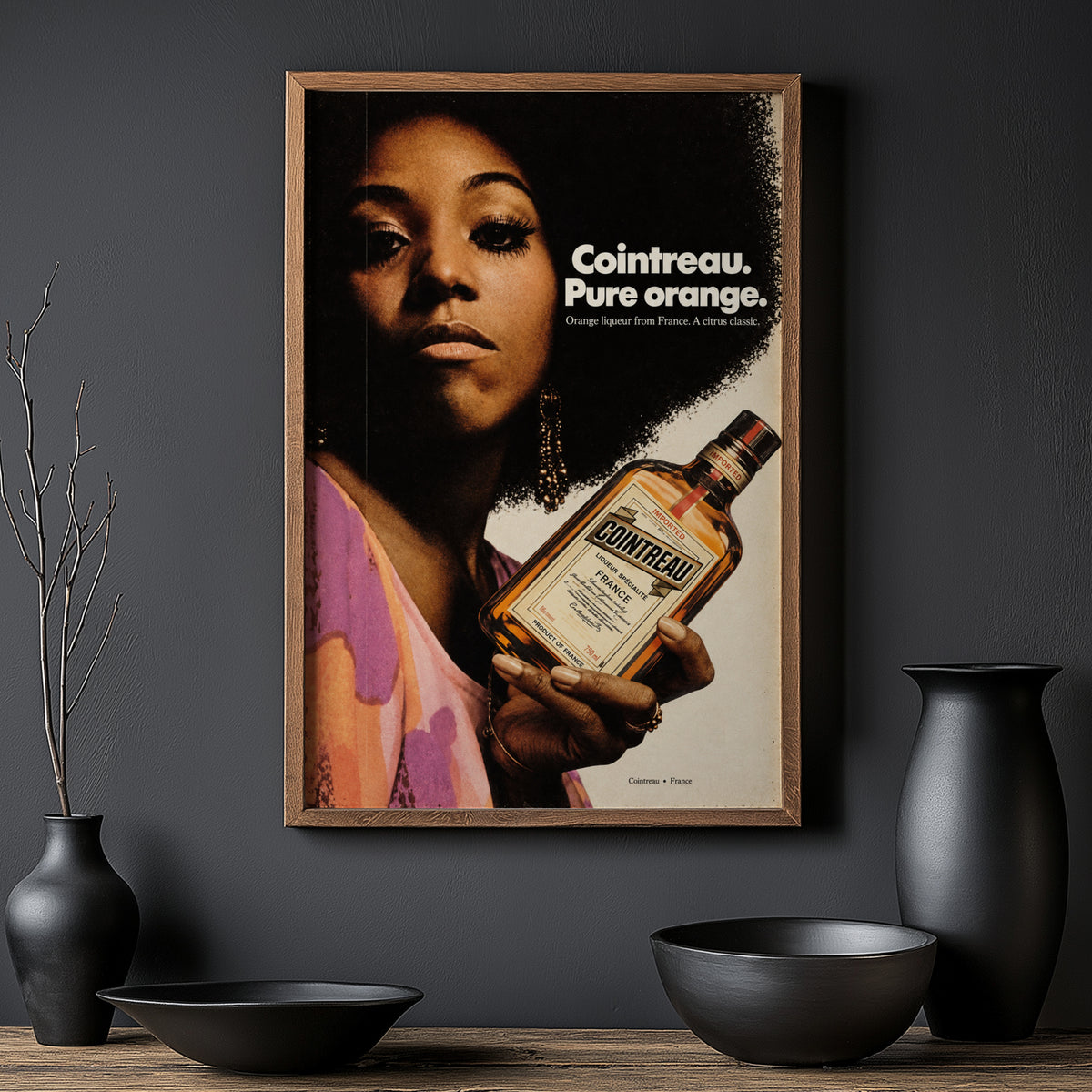 Vintage Cointreau Poster, 1970s Retro Wall Art, Bar Print