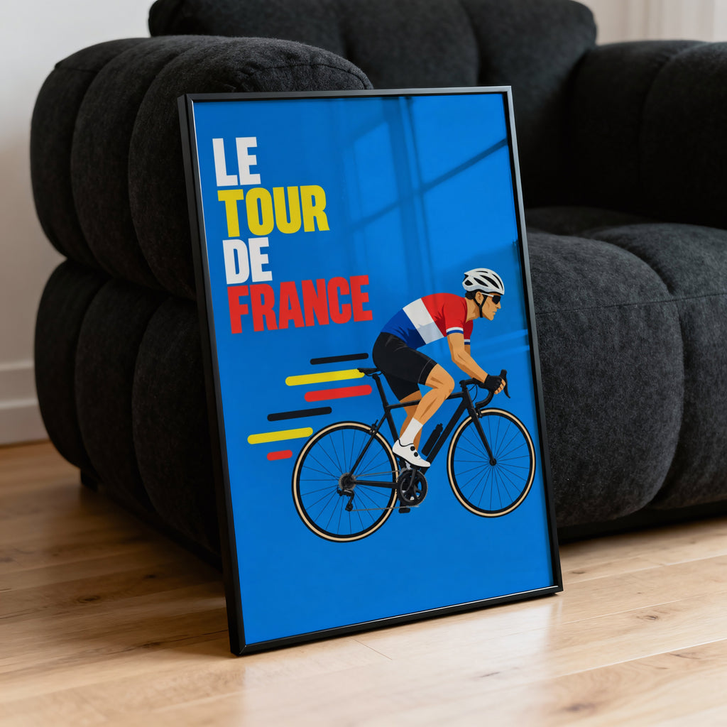 Vintage Cycling Poster, Tour de France Wall Art, Bike Print