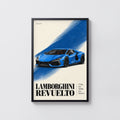 Vintage Lamborghini Revuelto Print, Supercar Wall Art