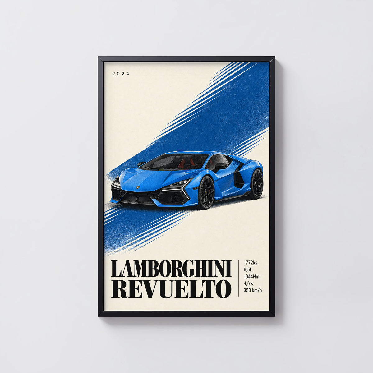 Vintage Lamborghini Revuelto Print, Supercar Wall Art
