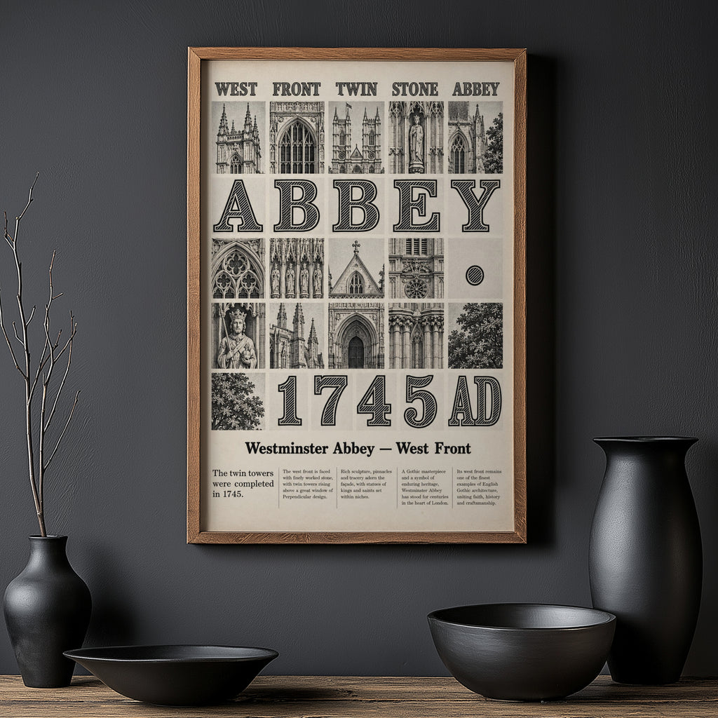Vintage Westminster Abbey Poster, Gothic Print