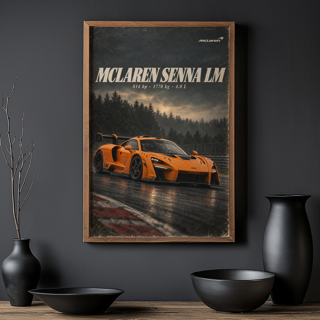 Vintage McLaren Senna LM Print, Supercar Art