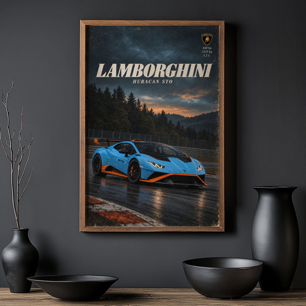 Vintage Lamborghini Huracan STO Print Car Art