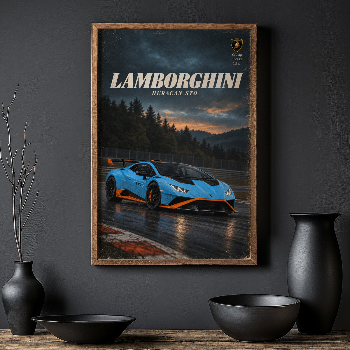 Vintage Lamborghini Huracan STO Print Car Art