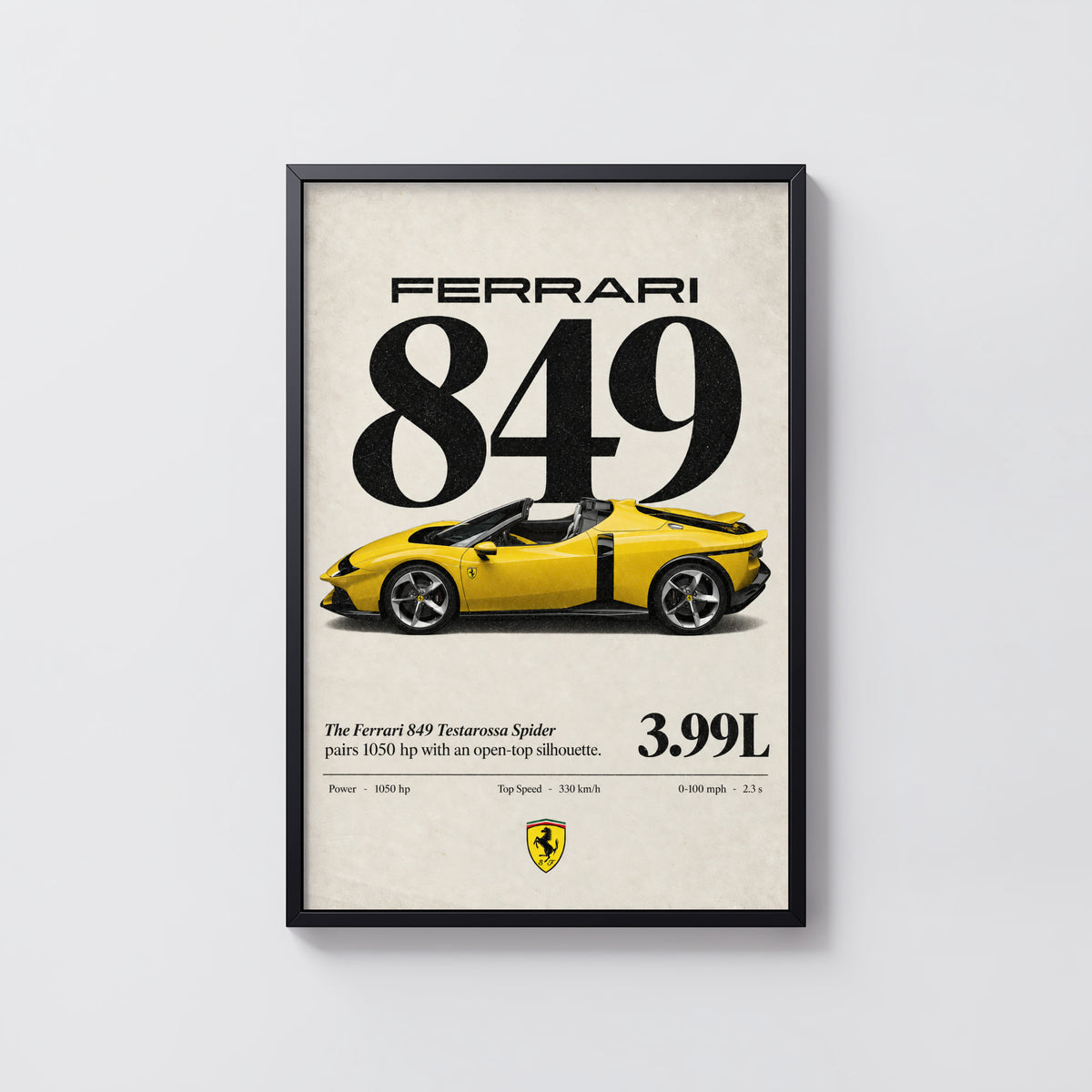 Vintage Ferrari 849 Spider Print, Car Wall Art