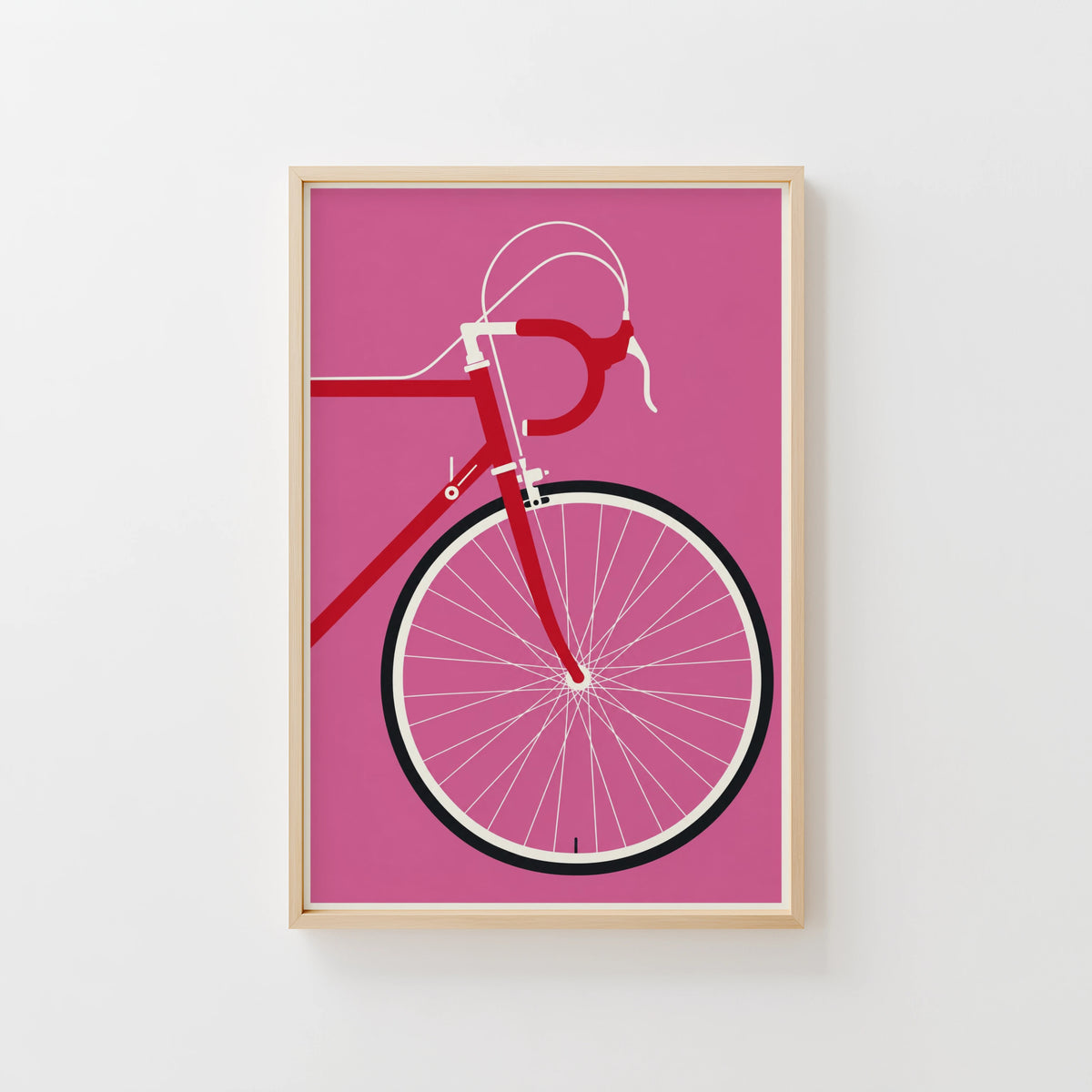 Vintage Road Bicycle Poster, Pink Cycling Wall Art Print