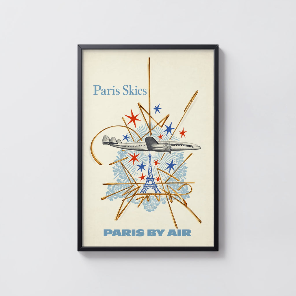 Vintage Paris Poster, Eiffel Tower Wall Art, Travel Print