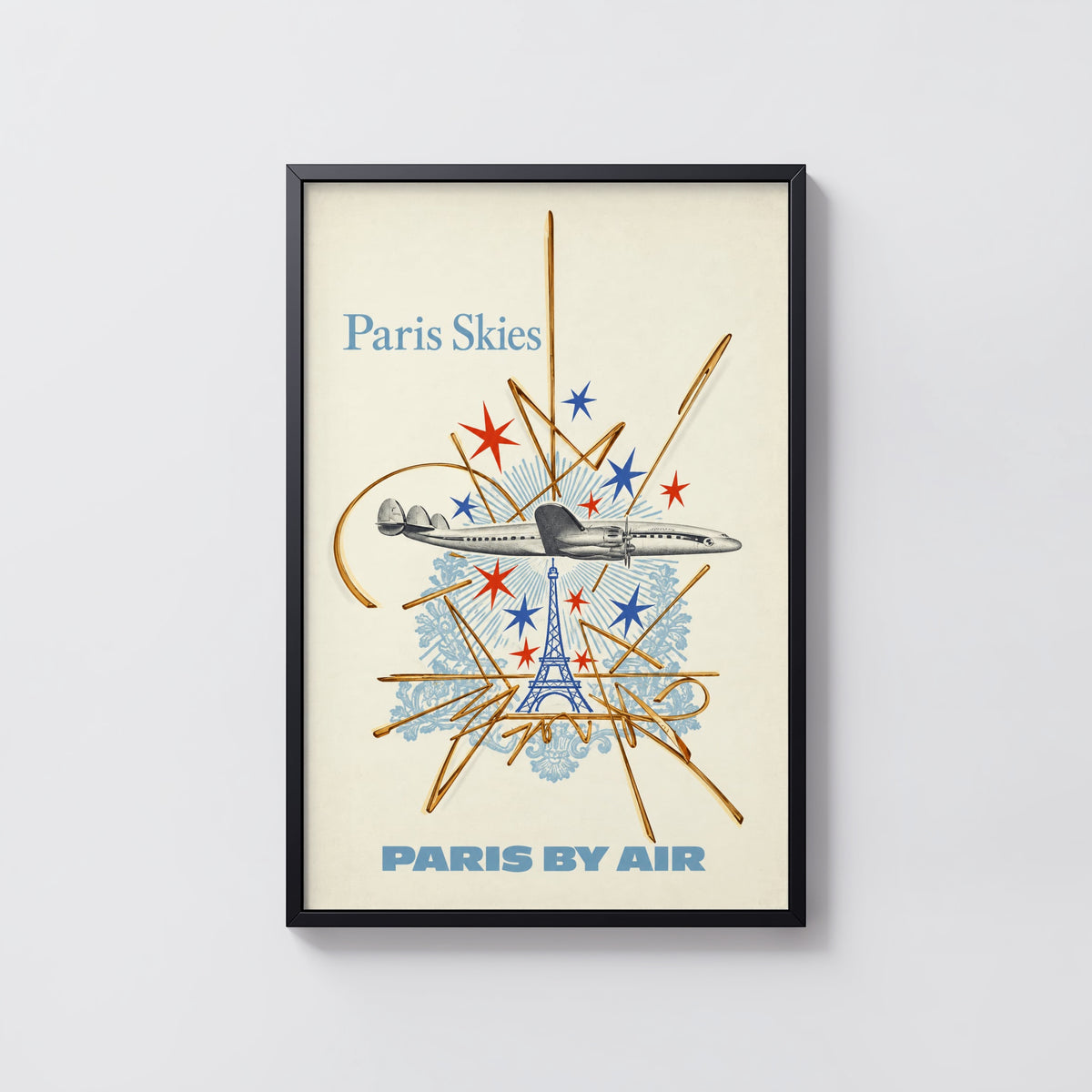 Vintage Paris Poster, Eiffel Tower Wall Art, Travel Print
