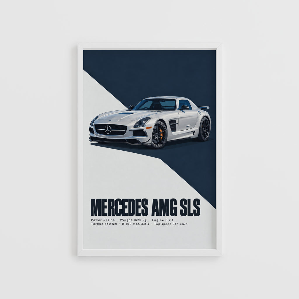 Vintage Mercedes AMG SLS Print, Car Wall Art
