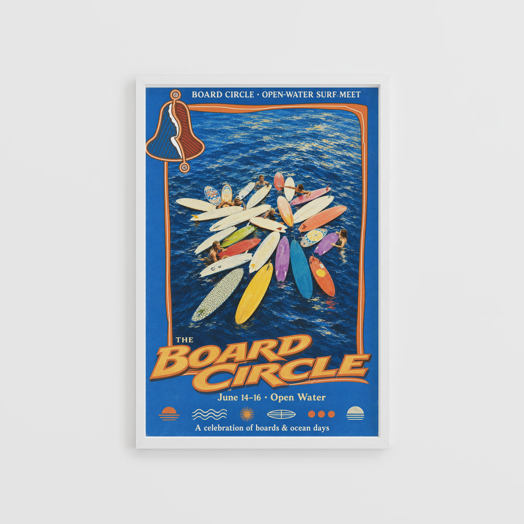 Vintage Surf Print and Poster, Board Circle Wall Art