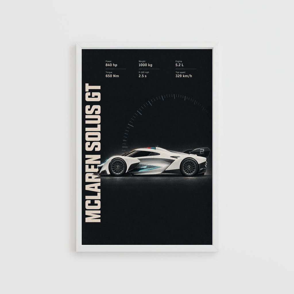 Vintage McLaren Solus GT Print, Supercar Wall Art